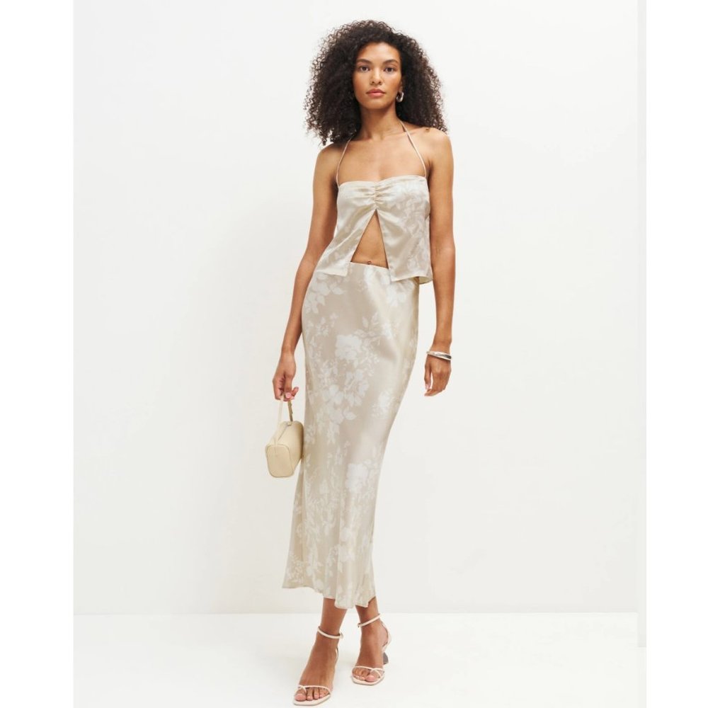 Reformation Beba Silk Two Piece + Sable